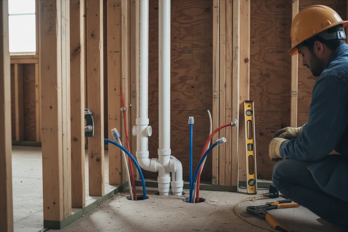 Drain and supply rough-in during Leak Detection in Great Barrington