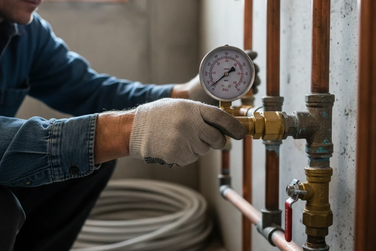 Pressure testing a repaired line during Water Line Repair in Great Barrington